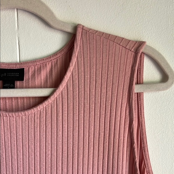 J. Jill Wherever Collection Pink Ribbed Sleeveless Sheath Midi Beach Dress Sz L - Picture 6 of 8